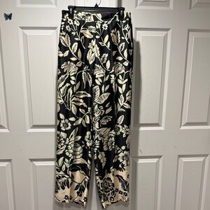 Zara Black and Cream Floral Pants